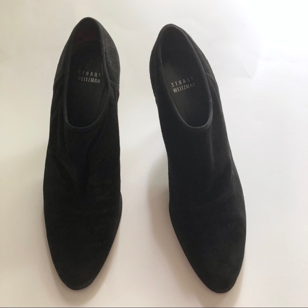 Stuart Weitzman Black Suede Semi Kitten Heels - Picture 2 of 7